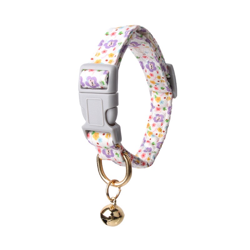 Collar para Perro con Cascabel Motivo de Flores Blanco