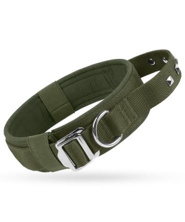 Collar Perro Mediano Grande Nylon Ajustable Verde Militar