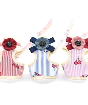 Perro transpirable pecho y la espalda con el diamante pegajoso bolsillo de malla de flores