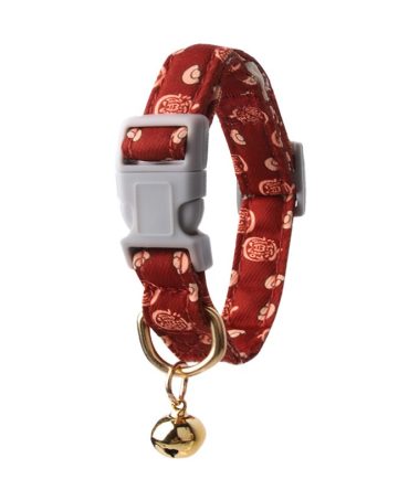 Collar para Perro con Cascabel Motivo de Yuanbao Chino Rojo