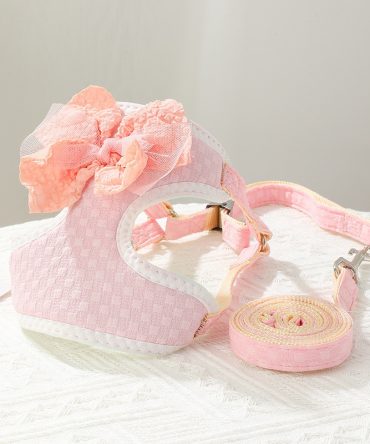 Arnés Perro Lazos y Cuadros Escoceses Rosa