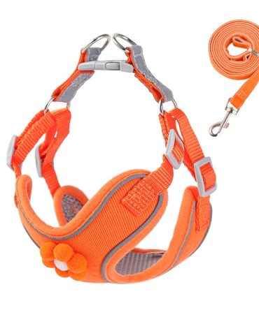 Arnés para Perro Naranja con Adornos Florales Naranjas