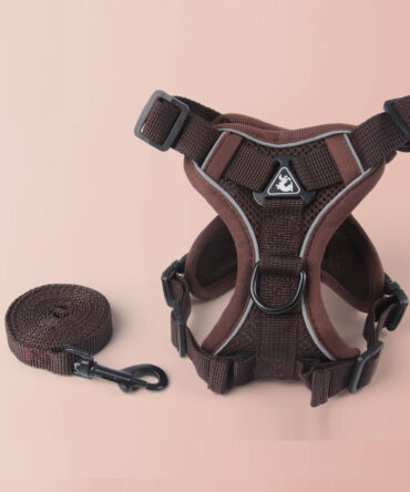 Arnés para Perros Estilo Clásico con Bandas Reflectantes Marrón