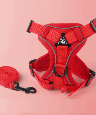 Arnés para Perros Estilo Clásico con Bandas Reflectantes Rojo